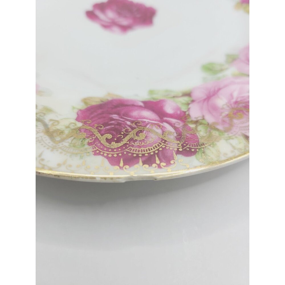 Antique Stanowitz Striegau Rose Porcelain Salad Plates 1920-1933 Set Of 5 - Picture 4 of 12